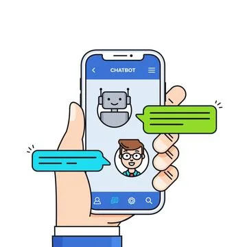 Chatbot vector flat line illustration concept Stock Illustration