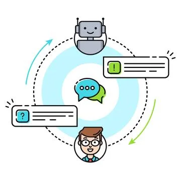 Chatbot vector flat line illustration concept Stock Illustration