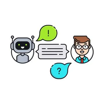 Chatbot vector flat line illustration concept Stock Illustration