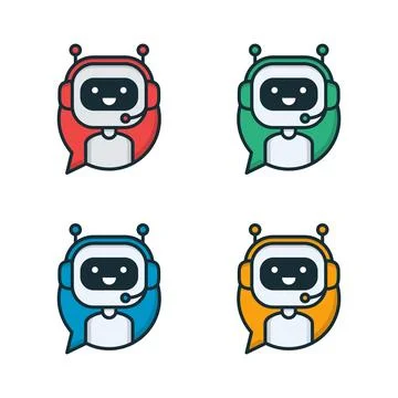 Chatbot vector icon in flat style on white background Stock Illustration