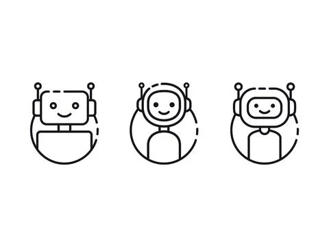 Chatbot vector line icon set Stock Illustration