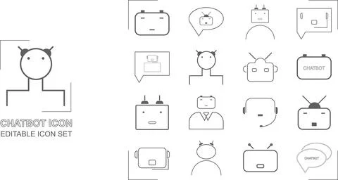 Chatbot vector line icon set 스톡 일러스트
