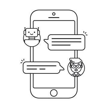 Chatbot vector outline icon Stock Illustration