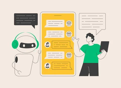 Chatbot virtual assistant abstract concept vector illustration. Ilustração Stock
