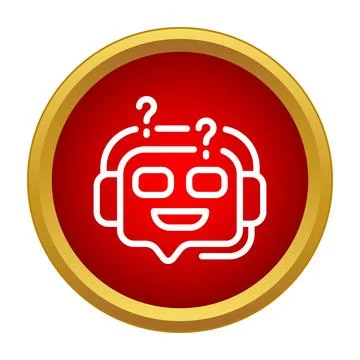 Chatbot virtual assistant asking questions icon Stock Illustration
