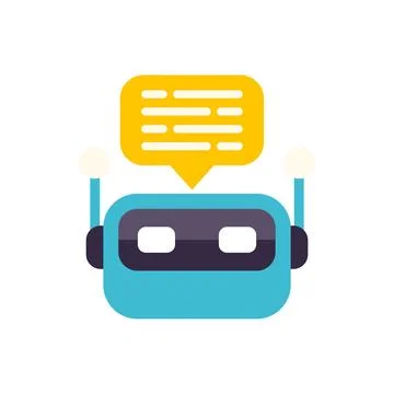 Chatbot virtual assistant head communicating with message bubble Stock Illustration