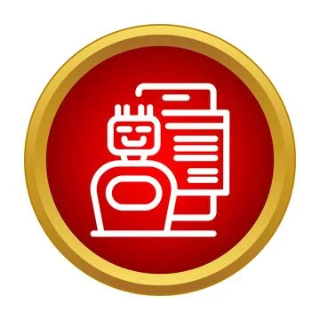 Chatbot virtual assistant interacting mobile application icon Ilustração Stock