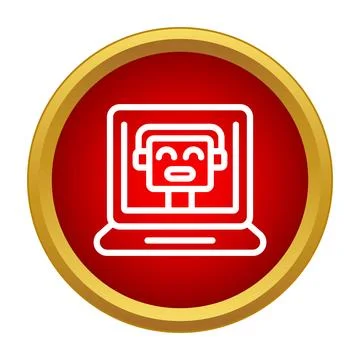 Chatbot virtual assistant on laptop screen icon Ilustración de archivo