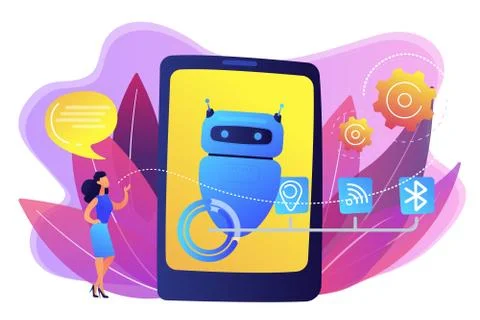 Chatbot virtual assistant via messaging concept vector illustration. Stock Illustration