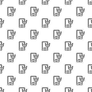 Chatbot virtual assistant on smartphone icon pattern Stock Illustration