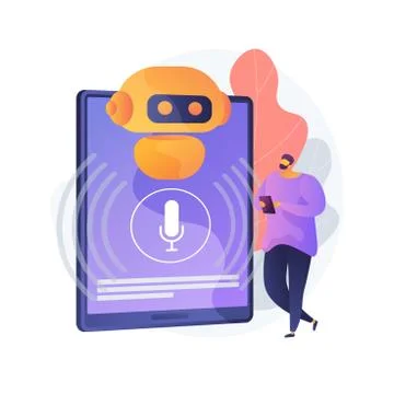 Chatbot voice controlled virtual assistant abstract concept vector illustration. Ilustração Stock