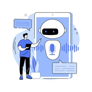 Chatbot voice controlled virtual assistant abstract concept vector illustration. Ilustración de archivo