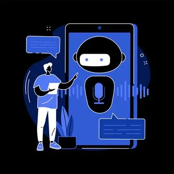 Chatbot voice controlled virtual assistant abstract concept vector illustration. Ilustração Stock