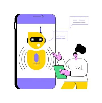 Chatbot voice controlled virtual assistant abstract concept vector illustration. Ilustração Stock