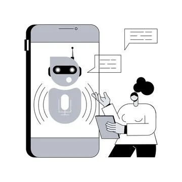 Chatbot voice controlled virtual assistant abstract concept vector illustration. Ilustración de archivo