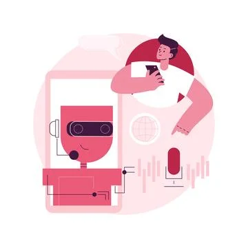 Chatbot voice controlled virtual assistant abstract concept vector illustration. Stock Illustration