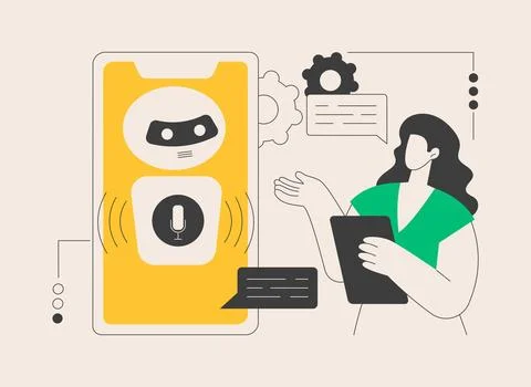 Chatbot voice controlled virtual assistant abstract concept vector illustration. Ilustração Stock