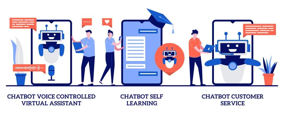 Chatbot voice controlled virtual assistant, self learning and customer serv.. Stock Illustration