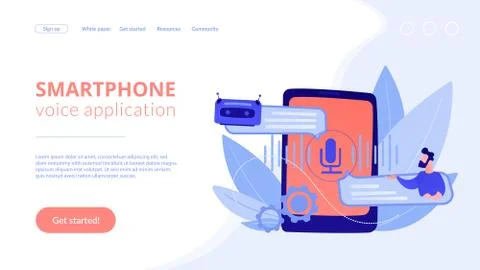 Chatbot voice controlled virtual assistantconcept landing page. Stock Illustration