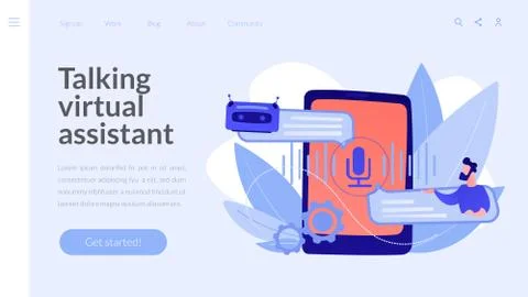 Chatbot voice controlled virtual assistantconcept landing page. Stock Illustration