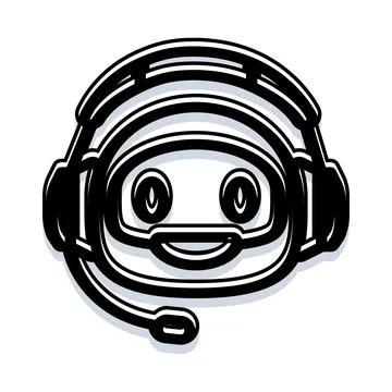 Chatbot wearing headset for customer service support Stock Illustration