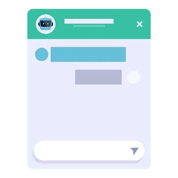 Chatbot window displaying conversation history and input field Stock Illustration
