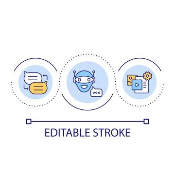 Chatbots in content making loop concept icon Stock Illustration