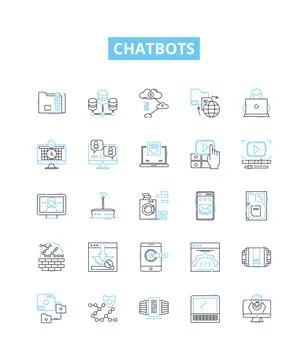 Chatbots vector line icons set. Chatbots, AI, Automation, Dialogue Illustration