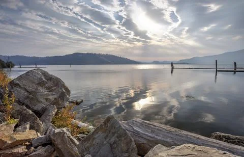 Chatcolet Lake landscape. Stock Photos