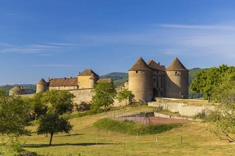 Chateau de Berze-le-Chatel castle, Saone-et-Loire departement, Burgundy, Fran Stock Photos