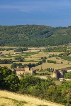Chateau de Berze-le-Chatel castle, Saone-et-Loire departement, Burgundy, Fran Stock Photos