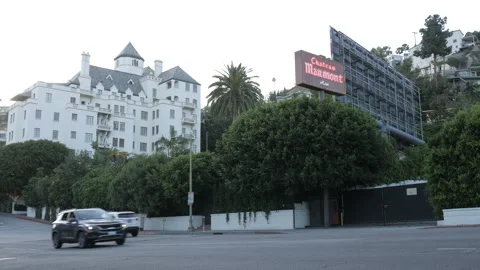 Chateau Marmont At Dusk Video stock 130289913