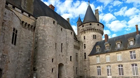 Chateau at Sully Sur Loire - Courtyard Pan Stock Footage 220357553