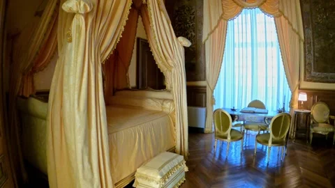 Chateau of Sully-sur-Loire - Interior - Bedroom Stock Footage 219862742