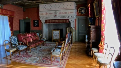 Chateau at Sully Sur Loire - Interior Stock Footage 219863577