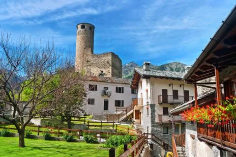 Chatelard village with castle Stock-Fotos