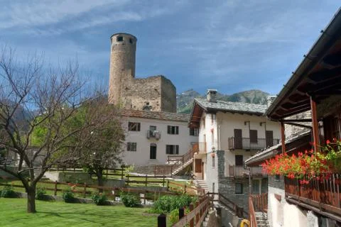 Chatelard village with castle Stock Photos