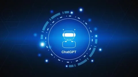 ChatGPT Ai artificial intelligence technology hitech concept. Illustrazione stock