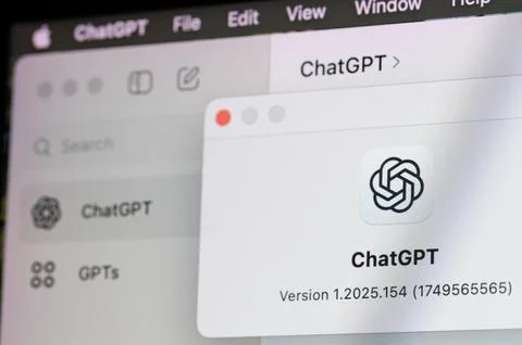 ChatGPT AI assistant on computer Foto stock