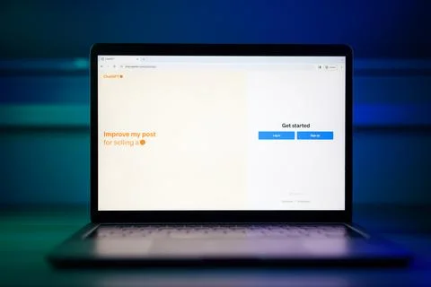 ChatGPT AI chatbot on laptop computer screen Stock Photos