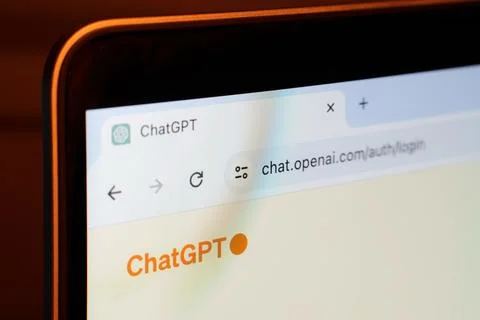 ChatGPT AI chatbot on laptop computer screen Stock Photos