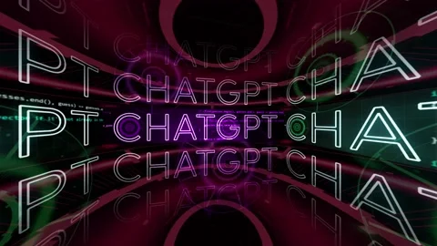 Chatgpt animation video with hud interface circle footage black background a Video stock 233909918
