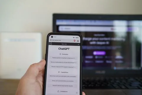 ChatGPT app chatbot on smartphone Foto stock