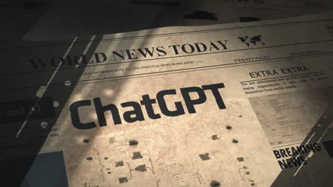 ChatGPT article in old retro newspaper. Artificial intelligence Stock Footage 235217586