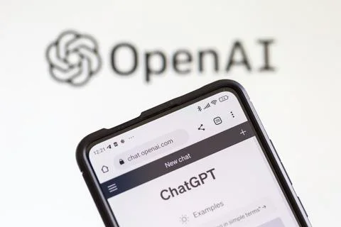 ChatGPT artificial intelligence AI Chat GPT with OpenAI logo Stock Photos