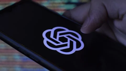 Chatgpt artificial intelligence app on the phone display. chat gpt by open ai. 動画素材 248688109