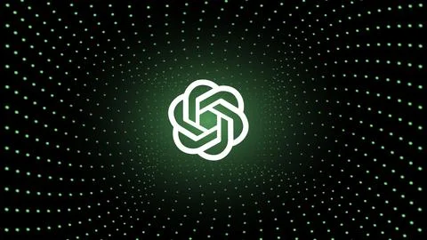 ChatGPT artificial intelligence program logo, OpenAI company, on spiral green イラスト素材