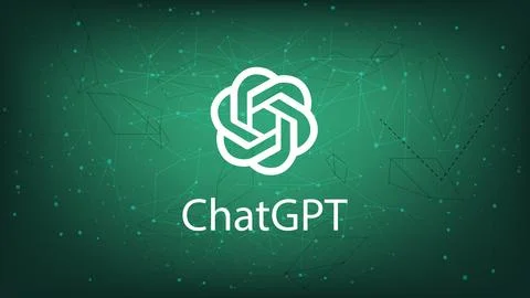 ChatGPT artificial intelligence program logo, OpenAI company, on polygonal. イラスト素材