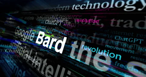 ChatGPT Bard artificial intelligence ai technology news titles loop Stock Footage 237524685