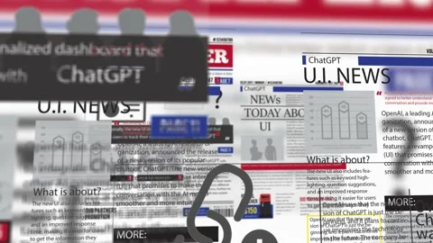 Chatgpt bot chat animation newspaper web template concept ai video customer  Video stock 232428994